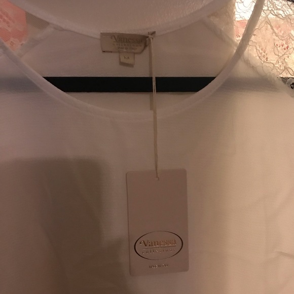 Italian White Blouse with Lace Sleeves - Picture 2 of 2